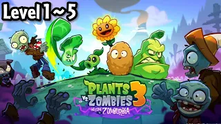 PLANTS VS ZOMBIES 3: WELCOME TO ZOMBURBIA (SOFT LAUNCH) GAMEPLAY | Part 1 - Level 1 - 5