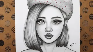 How To Draw A Girl In A Hat Easy, How To Draw A Beautiful Girl In A Hat The Easy Way Step By Step