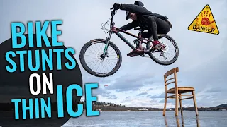 BIKE STUNTS ON THIN ICE!!!