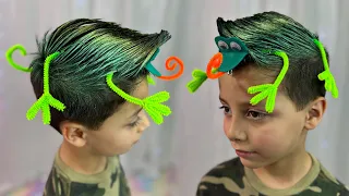 PEINADO LOCO 🤪💚Camaleón 💚 idea para niños