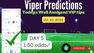 Today's  Football Predictions |   1.50 odds Rollover|  20-10-2022 | VIP Tips for Accumulator