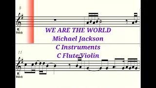 WE ARE THE WORLD - C Instruments Flute/Violin - Play Along Sheet Music Backing Track