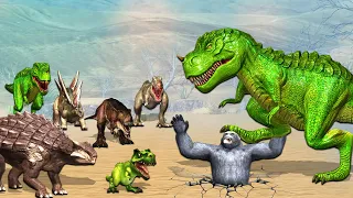 Crazy Gorilla vs Funny Tyrannosaurus Rex Scarface Ankylosaurus Velociraptor comedy video
