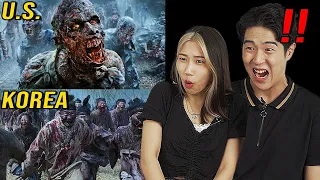 [Korea VS US] KOREANS REACT TO Zombie Films in the US (Train to Busan, Kingdom, The Walking Dead)