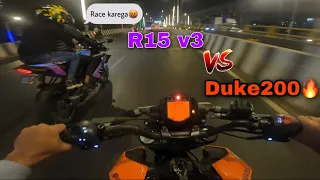 R15 v3 vs duke200 BS6 🔥 | race karega🤬 (must watch) #novavlogs