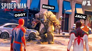 OGGY BECAME SPIDER-MAN VS RHINO IN MARVEL'S SPIDERMAN MILES MORALES GAMEPLAY #1