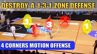 How to DESTROY A 1-3-1 ZONE DEFENSE - Basketball Offense Breakdown Concepts