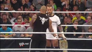 (WWE RAW 1/7/13) The Rock Returns & interrupts WWE Champion CM Punk