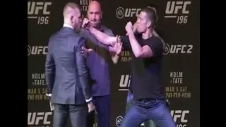 Conor McGregor vs Nate Diaz Face Off very brutal