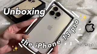 iPhone 13 pro - UNBOXING, 256 gb, gold ⭐️♡‧₊˚ ASMR *aesthetic* ✧