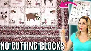Easy, No cutting blocks Rag Quilt Tutorial using a Panel // Quilt Panel Idea // Free Panel Pattern