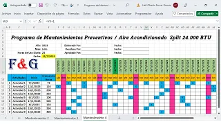 Elaboración de Programa de Mantenimiento Mes por Mes y Frecuencia en Horas de Uso  - Plantilla Super