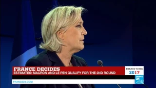 France Presidential Election: Far-right leader Marine Le Pen addresses supporters