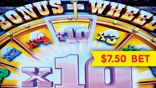 Buffalo Grand Slot - 10x JACKPOT WHEEL Bonus - $7.50 Bet!