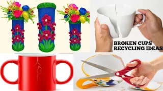 2 Beautiful Craft with waste broken Cups | Reuse Of Waste Cups | Best out of waste 😱