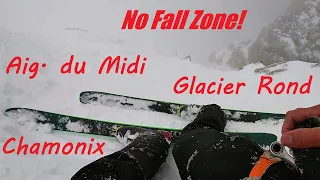 NO FALL ZONE!!! Skiing the GLACIER ROND - Aiguille du Midi north face - CHAMONIX in poor visibility