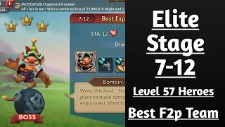 Lords mobile Elite stage 7-12 f2p with level 57 heroes best team