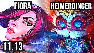 FIORA vs HEIMERDINGER (TOP) | 10/0/2, 6 solo kills, 1000+ games, Legendary | EUW Challenger | v11.13