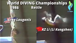 1986 KZ LI & Greg Louganis  - World Championships Mens 10 meter Battle