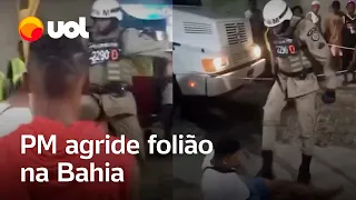 Policial militar dá 'voadora' e agride homem negro no Carnaval da Bahia; veja vídeo