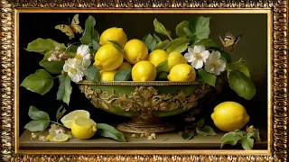 Still Life Lemons | Classical Music | TV Screen Wallpaper Background | Vintage Framed Art for TV