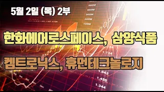 한화에어로스페이스, 삼양식품, 켐트로닉스, 휴먼테크놀로지