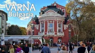 🇧🇬 Varna Walking Tour in Autumn | Black Sea Resort, Bulgaria | 4K 60fps