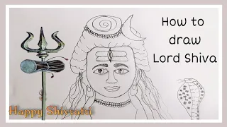 How to draw LORD SHIVA step by step for kids | mahadev drawing | bholenath drawing | Maha Shivratri