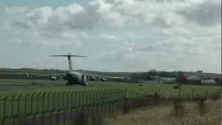 USAF C17 and USAF C130 amongst others at a busy Prestwick Airport