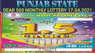 PUNJAB STATE DEAR 500 MONTHLY LOTTERY DETAILS,