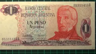 Обзор банкнота АРГЕНТИНА, 1 песо, 1983 год, генерал Хосе Де Сан Мартин, бона, купюра, бонистика,