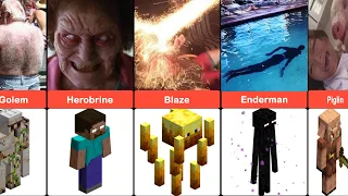 Comparison: Minecraft Mobs as Very Cursed Image