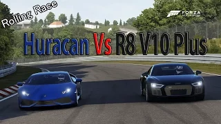 Forza Motorsport 6 - DRAG RACE: Audi R8 V10 Plus 2016 Vs Lamborghini Huracan TOP GEAR CAR PACK