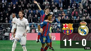 Barcelona 11-0 Real Madrid - Resumen y Goals | Clasico 2007 | LaLiga | Ronaldinho & Messi - parodia