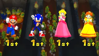 Mario Party 9 Step It Up - Mario vs Sonic vs Peach vs Daisy (Master CPU)