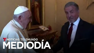 El Papa Francisco se emociona al recibir a Sylvester Stallone en el Vaticano | Noticias Telemundo