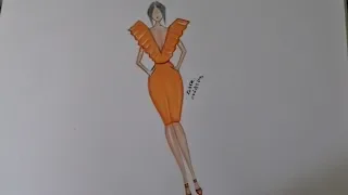 How To Draw A Brilliant Orange Dress