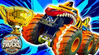 Exciting Monster Truck Boulder Games at Camp Crush! | Hot Wheels Monster Trucks