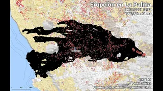 Volcán de La Palma, evolución colada de lava.