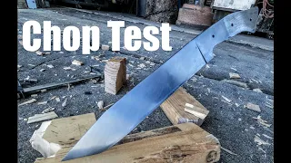 Unedited:Will It Shave After4X? 52100 Bowie Knife Edge Retention Chop Test Blacksmithing Knifemaking