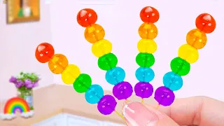Rainbow Lollipop Candy 🌈 How To Make Miniature Rainbow Jelly 🍢 Freeze Coca Cola Honey Jelly Recipe 💜