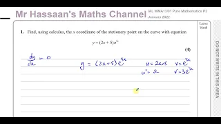 WMA13/01 IAL (Edexcel) P3  January 2022, Q1, Differentiation, Stationary Points