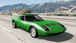 BeamNG.drive - Lamborghini Miura P400 1968 - Car Show Test Drive Crash . 4K 60fps.