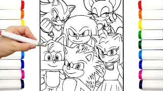 Sonic Team Coloring Pages Sonic The Hedgehog  Teils , Shadow ,Amy Rose, Knuckles  draw drawing 29