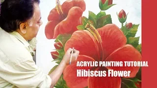 HIBISCUS #flowerpainting  II  ACRYLIC ON CANVAS  II DEMONSTRATION
