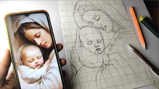 Mother's day Drawing || How to Draw Mother and son || Outline Tutorial 😍