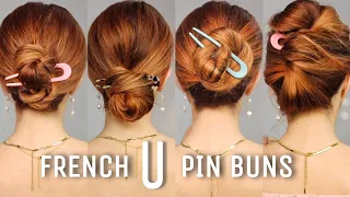 4️⃣ Easy French U Pin Bun Hairstyles❕️