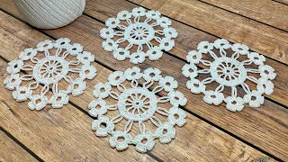 Вязание крючком ПРОСТОЙ цветочный МОТИВ мастер-класс  Crochet Flower Round Lace Motif