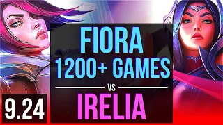 FIORA vs IRELIA (TOP) | 1200+ games, 8 solo kills, KDA 14/3/7, Godlike | Korea Diamond | v9.24