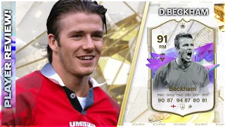 BEST VALUE ICON EVER??!!!! FUTURE STAR 91 RATED DAVID BECKHAM PLAYER REVIEW - EA FC24 ULTIMATE TEAM